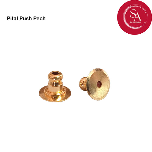 Pital push pech Brass bullet clutch earring back push button 50pc